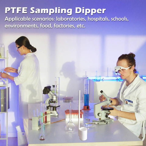 Pro Grade PTFE Lab Dipper, 250 mL Capacity, 15.7 Inch Overall Length, Reinforced Rim and Spout, Steel Core PTFE Handle, Perfect for Sampling Viscous Liquids and Semi solids, Handles Wide Temperature Ranges; lab use