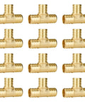 12 Pack Three Quarter Inch PEX Tee Fittings No Lead Brass Crimp Tee Fittings For Plumbing, Corrosion Resistant, High Temperature 32F To 200F