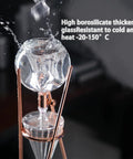 Premium Smooth Cold Brew Drip Tower With Sturdy Stainless Steel Stand Adjustable Flow Controller Iced Coffee Maker, featuring borosilicate glass and water splash.