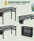 Aluminum Folding Camping Table With 3 Adjustable Heights Up To 27.5 Inches, 3 Foot Portable Picnic Table For Outdoors Backyards Beach And BBQ