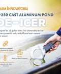 Utility Deicer For Up To 25 Gallon Water Containers With 250W Thermostatically Controlled Heater in use with hand holding unit