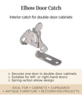 Top Shelf Nickel Plated Spring Action Elbow Door Catch And Latch For Antique Vintage Cabinet Hardware, 1-1/8 inch steel latch for double doors.