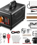 Portable Diesel Parking Heater 12V And 24V Dual Voltage 8Kw with toolkit components and user manual for cold weather use.