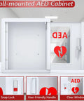 NLShan wall-mounted AED cabinet, white steel with clear PVC window and handle, front view
