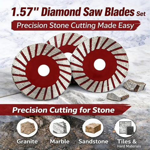 Badass Heavy Duty Precision Setup With Ultra Thin Diamond Saw Blades And Swappable M14 Threaded Shaft Handling Marble Granite Angle Grinder Detail Work Smooth As Butter Without Leaving Mess Behind Ever, 1.57 inch discs set.