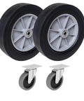 Beefy 12 Inch Solid Rubber Wheels And 4 Inch Swivel Casters Set For Utility Carts And Tilt Trucks, Heavy Duty 1200 Lb Capacity