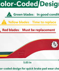 8 Piece Brake Pad Thickness Gauges Set With Color Coded Scale showing green, yellow, red blades for quick brake wear checks