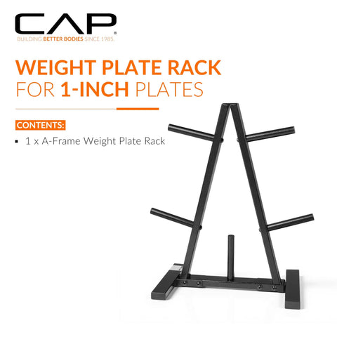 Rock Solid 5 Post 1 Inch Weight Plate Tree Rack With Compact A Frame Setup For Standard Gym Plates Heavy Duty Steel Storage Stand Keeps Workout Zone Tidy Holds 300 Lbs