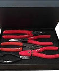 Time Saving 5 Piece Screw Extraction Pliers Set with high carbon steel, includes 8 in linesman, 7.5 in long nose, and ESD safe grip pliers in box