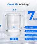 Glass Water Filter Pitcher, 7-Cup Capacity, Eco Friendly And BPA Free, Reduces PFOA PFOS, dimensions and fit in refrigerator