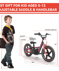 Kids Electric Dirt Bike 340W Racing Motorcycle With 24V Detachable Battery, Brushless Motor, Safe 3 Speed Modes, 16 Inch Off Road Tires, Mini Motocross Bike For Ages 5 To 12, Lightweight Yet Rugged Red, with adjustable saddle and handlebar