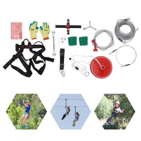 Zip Line Kit For Home Use With Stainless Steel Cable And Iron Trolley Up To 330 Lbs For Backyards Parks Camping Playgrounds And Parties