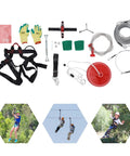 160Ft Zip Line Kit With Stainless Steel Cable Up To 330Lb Load, Spring Brake System And Safety Belt, unassembled components