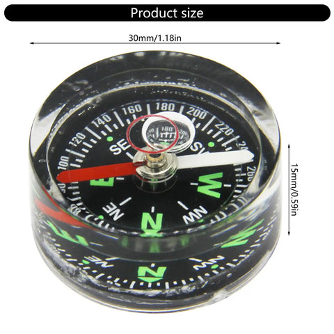 Trail Ready High Precision Horizontal Bubble Compass Portable Circular Navigation Tool with bubble level, size shown.
