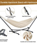 Portable Hammock With Folding Stand Heavy Duty Steel Frame For Indoor And Outdoor Use featuring cotton hammock and sturdy frame.
