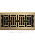 Oriental Floor Register 4x10 Inches In Antique Brass Finish, Damper Box Ready, Oversized Faceplate Covers Floor Imperfections, Durable Metal Grille
