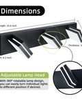 Matte Black 3 Light Bathroom Vanity Fixture With 24W LED Dimmable Over Mirror Lighting dimensions and lamp head detail