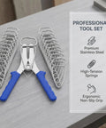 20 Piece Stainless Steel Miter Spring Clamps Kit with Spring Loaded Pliers for Woodworking Picture Frames and Wood Trim Moldings