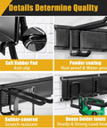Image showcasing details of Heavy Duty Garage Wall Organizer With 700 Pound Capacity And 48 Inch Wide Wall Mount Tool Rack, including soft rubber pads, powder coating, and rubber-covered features.