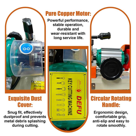 110V Upgraded Horizontal Key Cutter With Brush For Precise Auto Home And Office Key Cutting, Copper Motor, Dust Cover