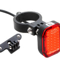 Hardwired 150 Lumen E Bike Taillight With 6 Modes For Class 1 2 3 E Bikes, shown with mounting hardware and 52-inch cable