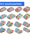 Heavy Duty Screwless Wire Connectors No Sweat Quick Splice Block multi-angle view showing various sizes and colors for fast wiring.