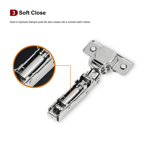 2 Pack Full Overlay Cabinet Hinges Clip On Soft Close Concealed European Hinges For Your Kitchen Cabinets With 105 Degree Opening
