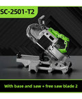 Rock Solid Electric Desktop Woodworking Saw With 1100W Motor And Killer Precision Cuts Straight Up Built Tough For Any Garage Or Home Shop With Durable Stainless Steel Blades And Crisp 45 Degree Angles with base and saw blade 2.