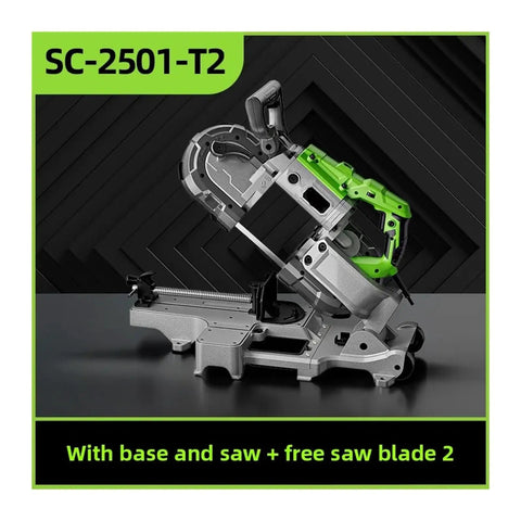 Rock Solid Electric Desktop Woodworking Saw With 1100W Motor And Killer Precision Cuts Straight Up Built Tough For Any Garage Or Home Shop With Durable Stainless Steel Blades And Crisp 45 Degree Angles with base and saw blade 2.