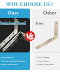 Comparison of Tough As Nails Heavy Duty 12 Piece Floating Shelf Brackets Set Stainless Steel and an iron bracket.