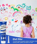 Girl drawing on wall with Fast Dry Wall Patch Kit For Holes And Cracks Self Adhesive Putty with white finish.