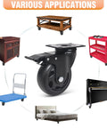 Various applications of heavy duty swivel caster wheels on furniture and carts