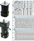 Solid Single Phase AC Gear Motor 120W Variable Speed Micro Drive With 15Mm Steel Shaft, shown with specifications and features.
