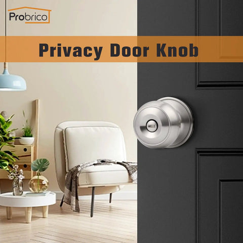 Brushed Nickel Interior Door Knobs Set For Bedroom And Bath Satin Ball Privacy Knobs No Key Needed Inside Thumb Turn Lock