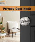 Brushed Nickel Privacy Interior Door Knobs For Bathroom And Bedroom, Stainless Steel Door Knob Set With Keyless Privacy And Thumb Turn Lock