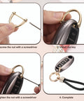 Steps for using Braided Rope Leather Keychain With Rotatable D Ring And Zinc Alloy Screwdriver For Keys Bags And Wallets Weave Style Key Chain For Women Tote Bags And Backpacks Black Gold Pack Of 1