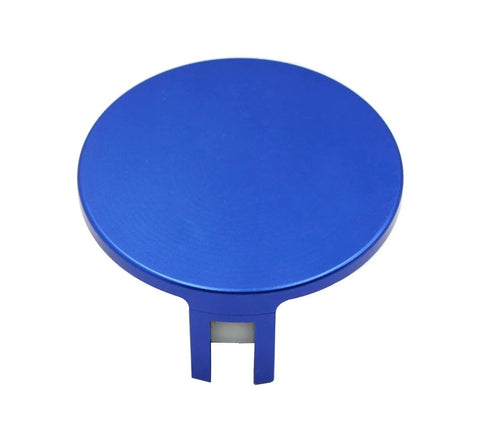 Universal Aluminum Slotted Grooved Magnetic Jack Pad With Frame Rail Protection, blue CNC machined billet aluminum, top view