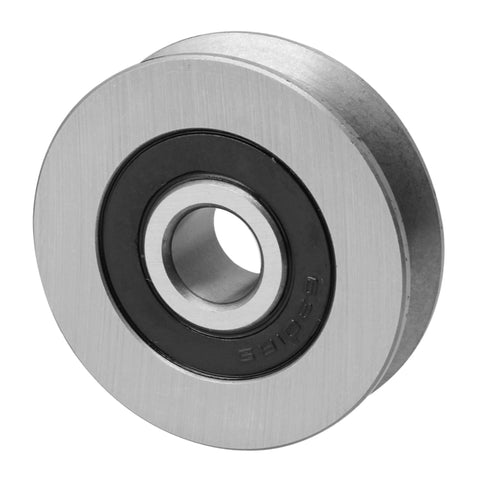 Front view of CNBTR iron bearing steel cable pulley with U-shaped groove, 12x50x13mm