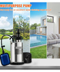 Submersible Sump Pump For Sewage And Clean Water 1300W Tough As Nails Stainless Steel Build IPX8 Waterproof with float switch.