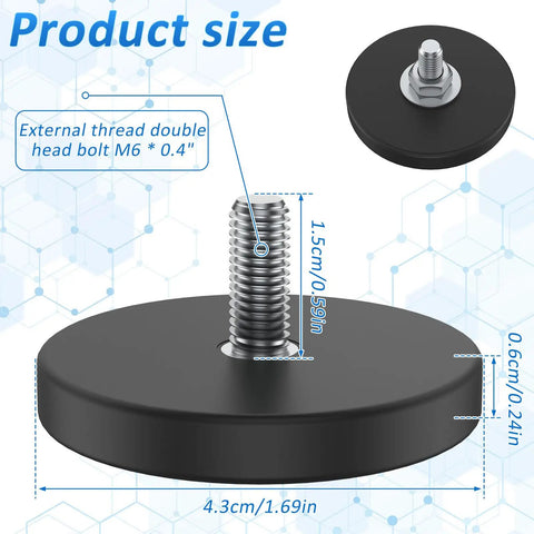 Heavy Duty Rubber Coated Magnets 1.69 Inch Diameter Mounting Studs 12 Pack For Rock Light Bars Cameras Cabinets Whiteboards And More Anti Scratch Strong Hold Versatile Mounting Gear