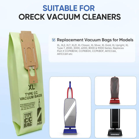 10 Pack Type CC Vacuum Bags Replacement For Elevate Upright Vacuums And All Docking System Models XL XL2 XL7 XL21 XL Classic package