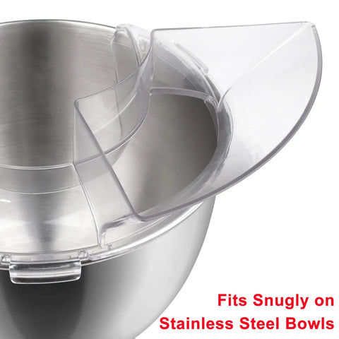 Pouring Shield for 4.5 to 5 Quart Tilt-Head KitchenAid Mixers, Clear Splash Guard Fits Stainless Steel Bowls Only shown in use