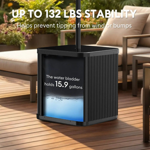 Umbrella Side Table With Hole For Outdoor Use 2 In 1 Table And Stand With Fillable Base showing water bladder capacity feature