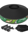 4 Inch Tall Landscape Edging Kit, 100 Ft Flexible Lawn Border With 99 Anchoring Spikes, Built To Last No Fuss Black Garden Edge Cover