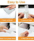 Step-by-step guide for installing Slick Finger Edge Pulls 8 Pack Modern Drawer Handles with self-adhesive tape.
