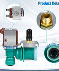 Universal Refrigerator Water Inlet Valve, Compatible With Whirlpool Maytag Kenmore KitchenAid JennAir Ikea And More, Easy Install 120V 20W 1/4 Inch Terminals With 1/4 Inch Compression Outlet Nut, Replacement for W11451511 AP6017532 IMV-8100 shown with terminals and outlet