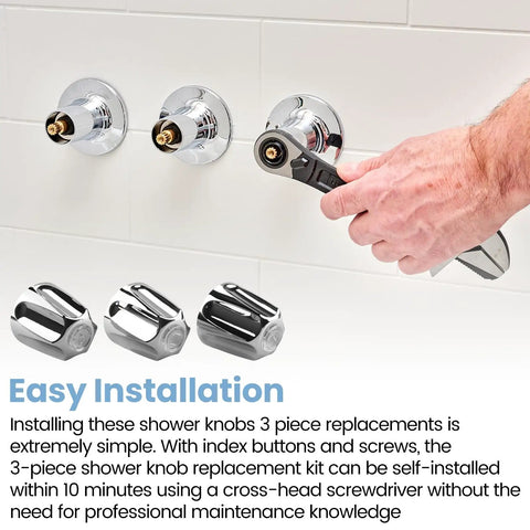 Installation of Three Piece Bathtub And Shower Knob Replacement Kit Compatible With Danco And Gerber Fixtures, rust-resistant handles