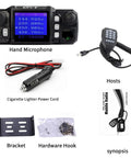 High Power Quad Band Mobile Ham Radio 25W VHF 136-174MHz And 20W UHF 400-480MHz with accessories including microphone and cables