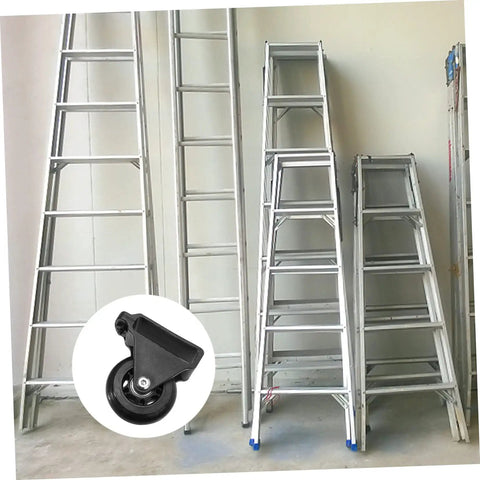 Make Moving Gear A Breeze With These Two Heavy Duty Retractable Ladder Wheels Featuring Swivel Caster Castors For Snappy Easy Roll Smooth Stair Handling Workshop Kit, with aluminum ladders and caster wheels.