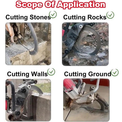 Crush Tough Slab Cutting Jobs This Heavy Duty Electric Ring Saw cutting stones, rocks, walls, and ground in various applications.